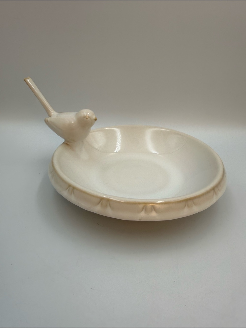 POTTERY BARN WHITE BIRD BATH DISH SOAP TRINKET CANDY